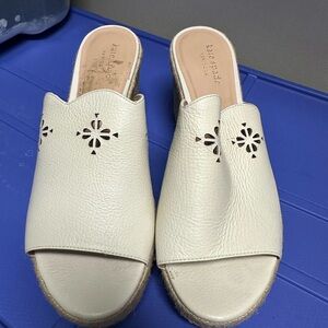 kate spade Cream Leather Cutout Slide Mules